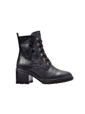 Timberland Sienna Embossed Boot Leather Lug Sole Side-Zip Combat | Black | 7.5